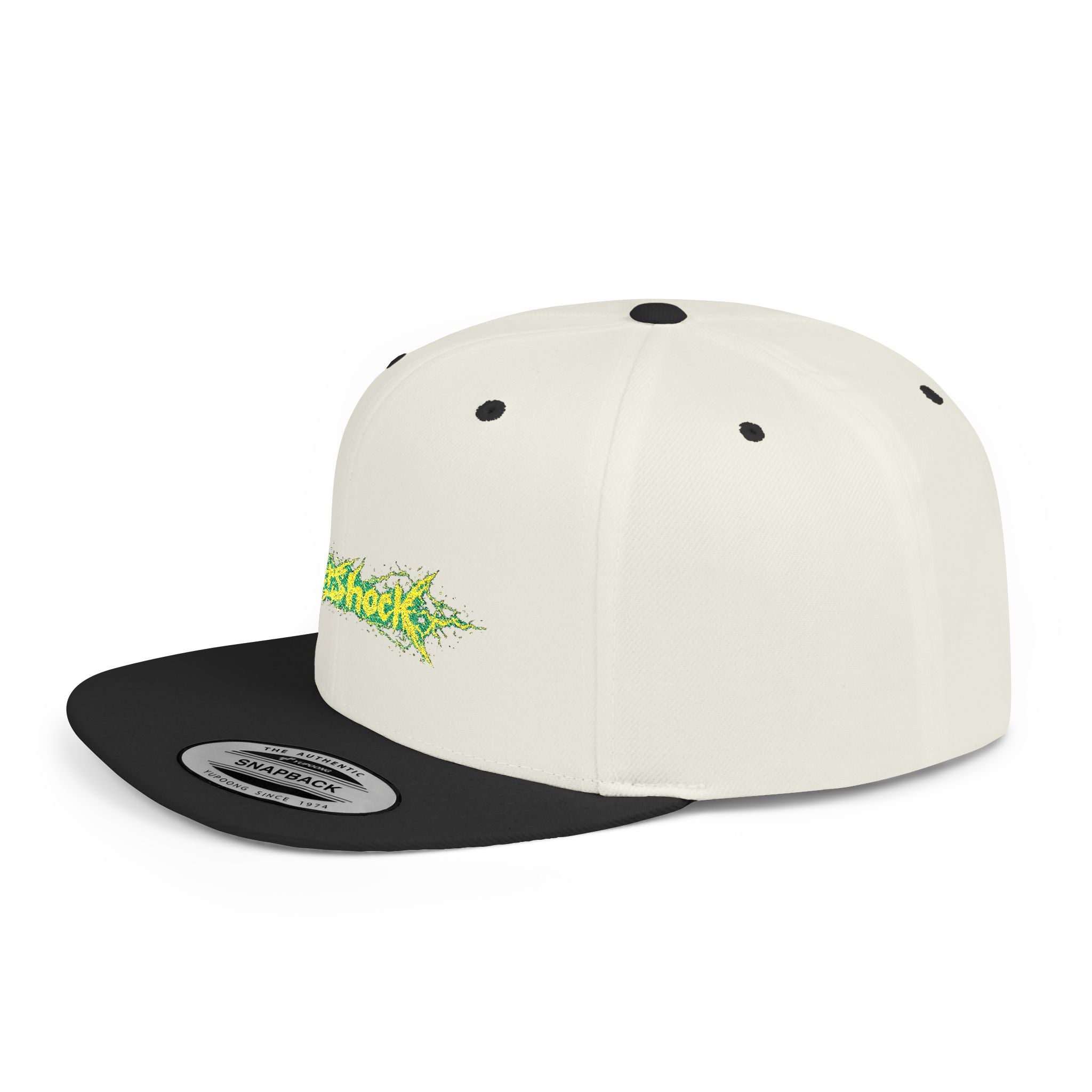 Flat Bill Snapback Hat — "Aftershock" Neon Splatter Streetwear Cap