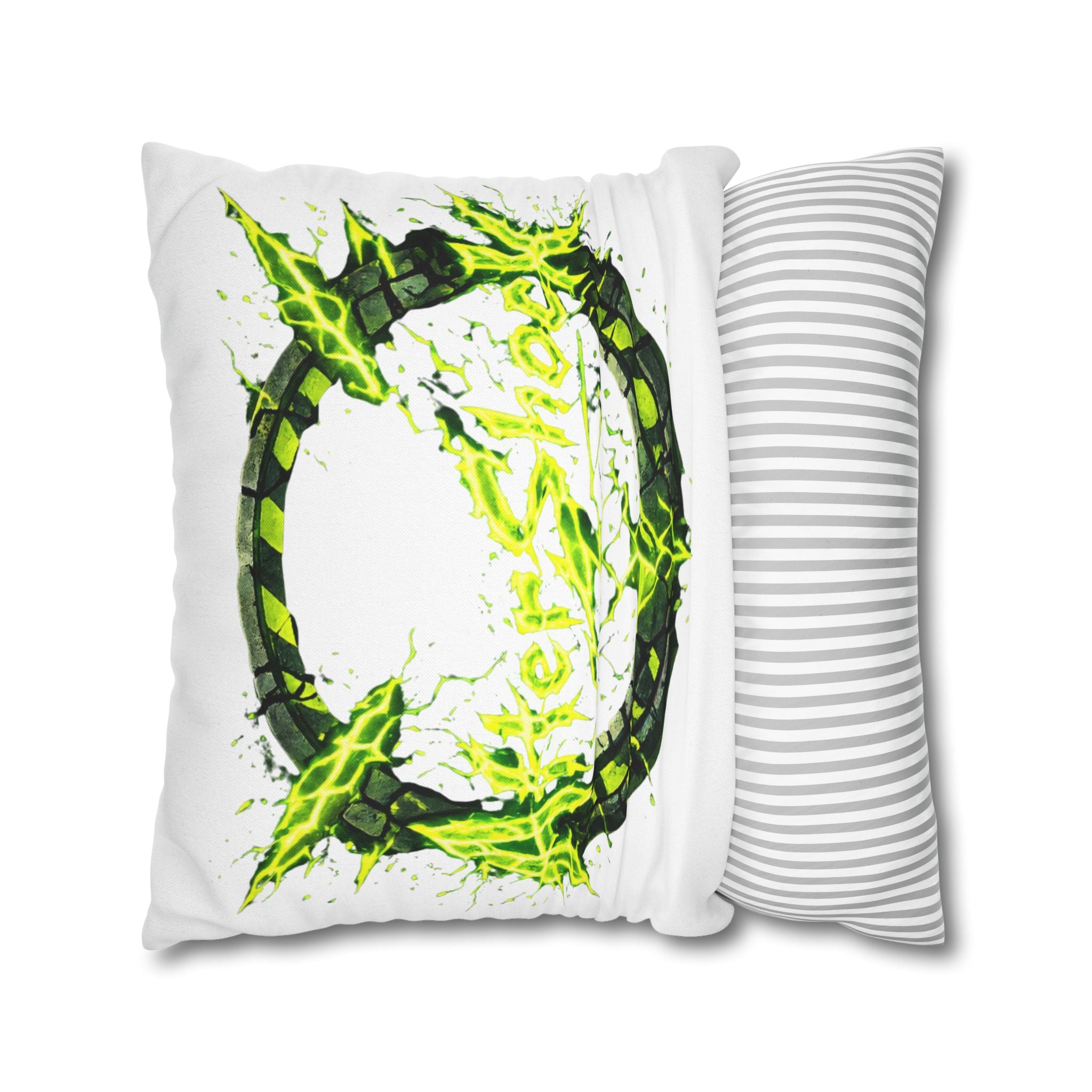 AfterShock Neon Lightning Circle Pillowcase — Spun Polyester Square Throw Pillow Cover
