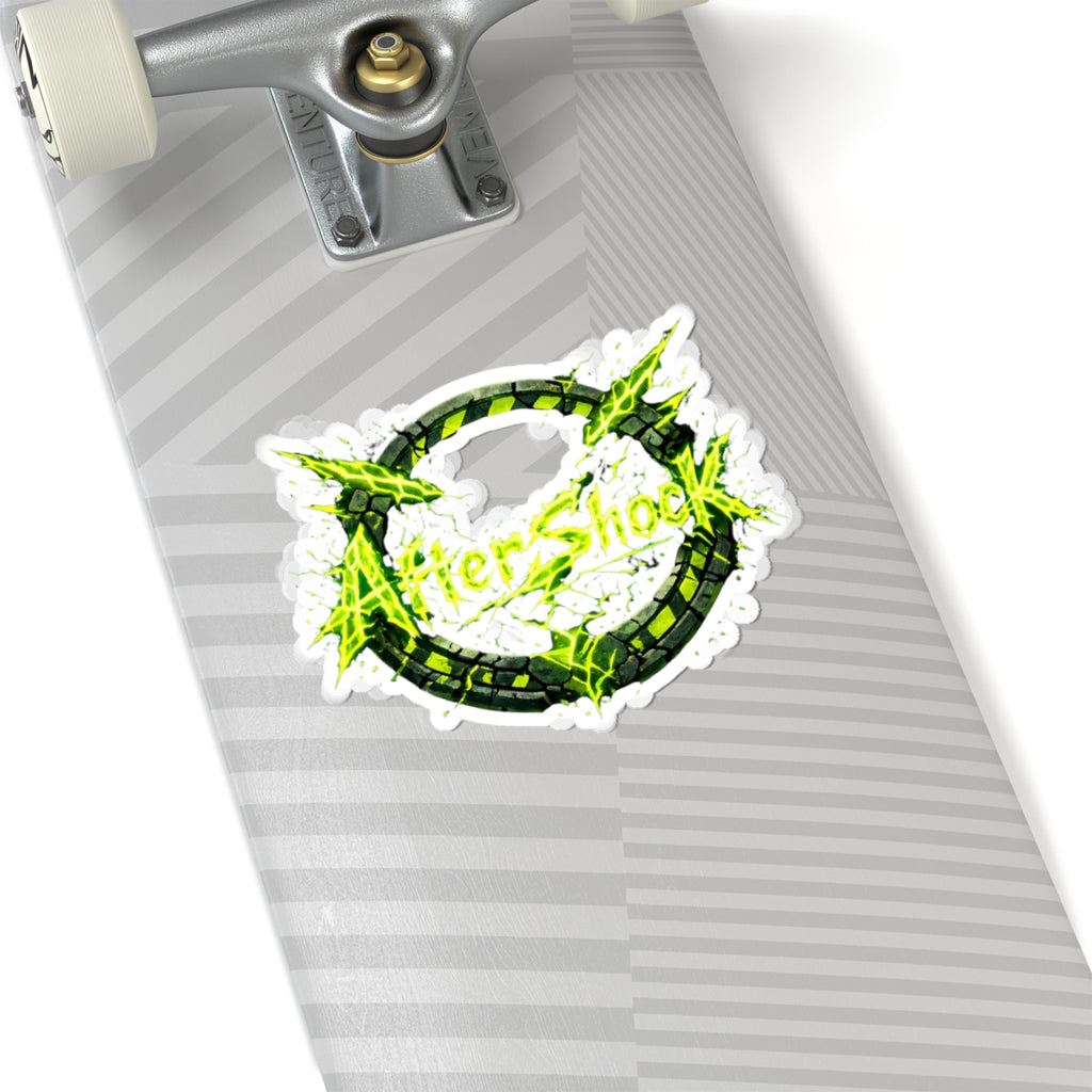 AfterShock Neon Logo Sticker — Electric Green Kiss-Cut Laptop Decal