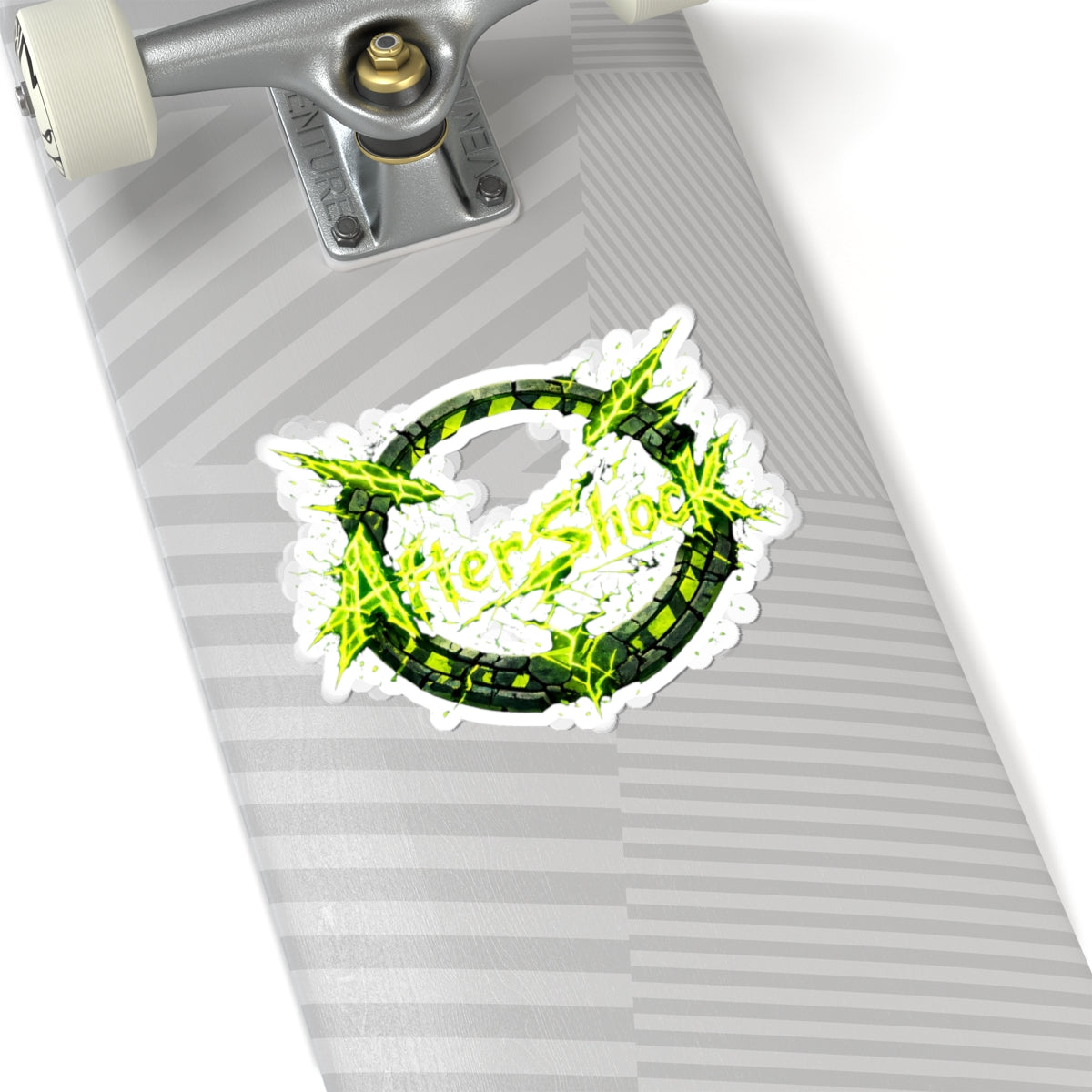 AfterShock Neon Logo Sticker — Electric Green Kiss-Cut Laptop Decal