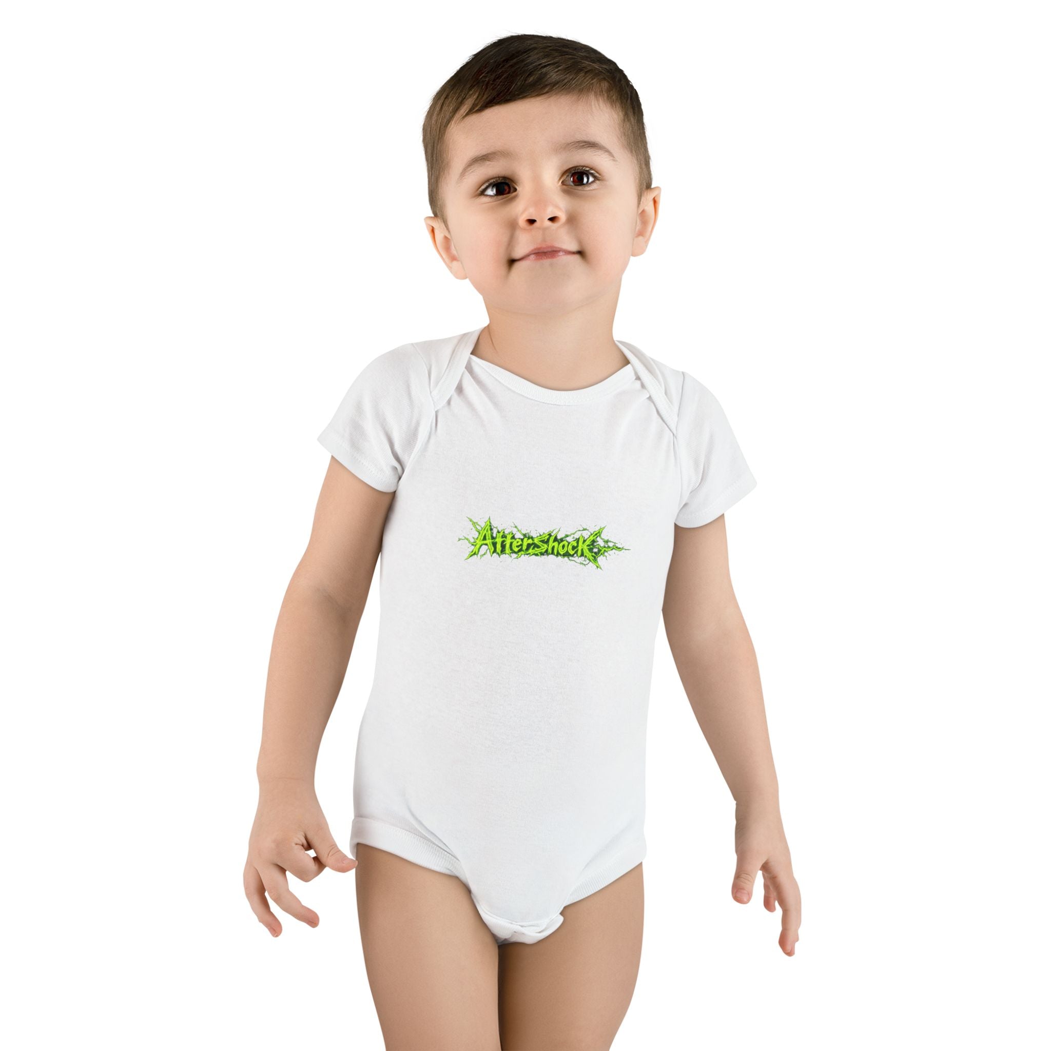 Onesie — 'AfterShock' Neon Green Logo Baby Bodysuit