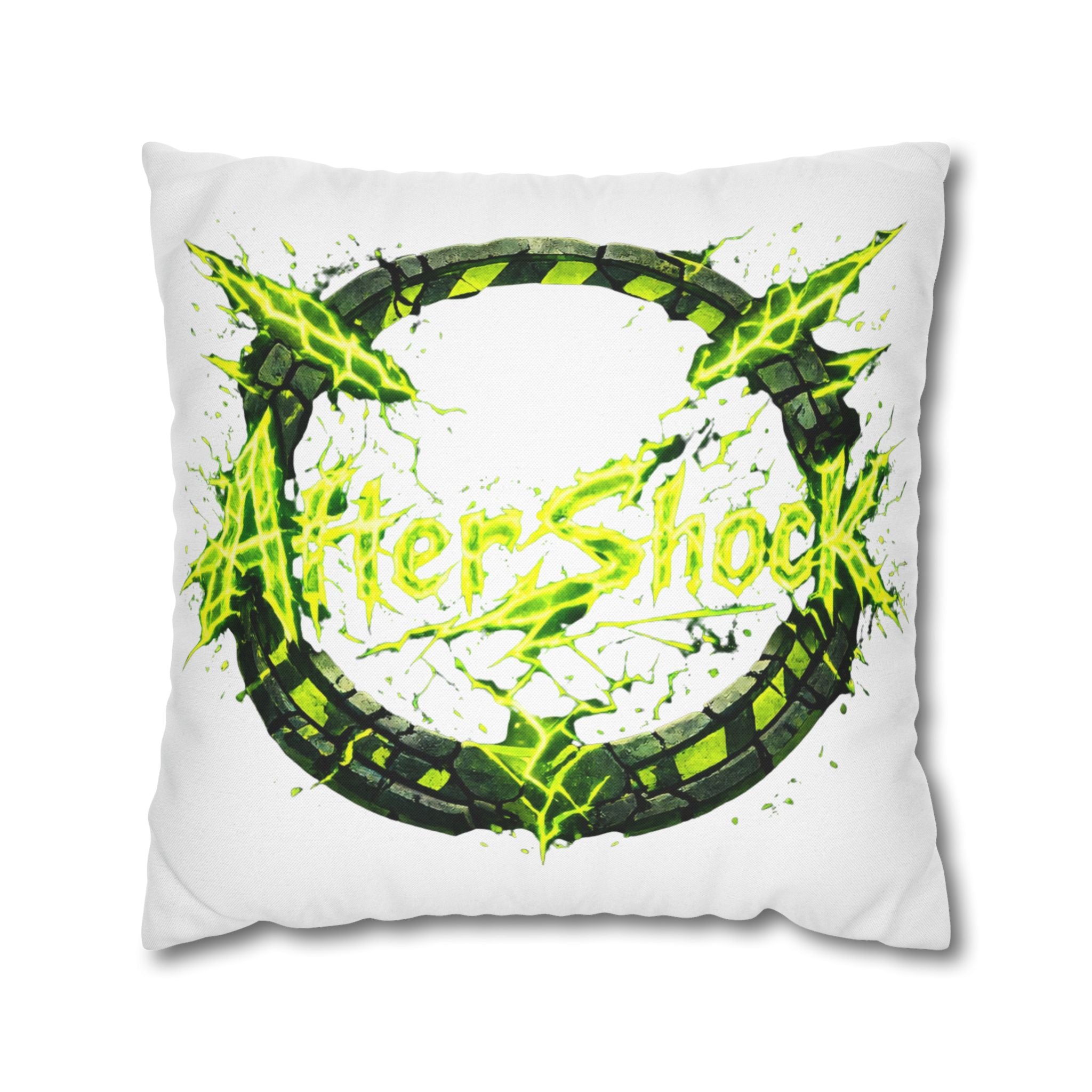 AfterShock Neon Lightning Circle Pillowcase — Spun Polyester Square Throw Pillow Cover