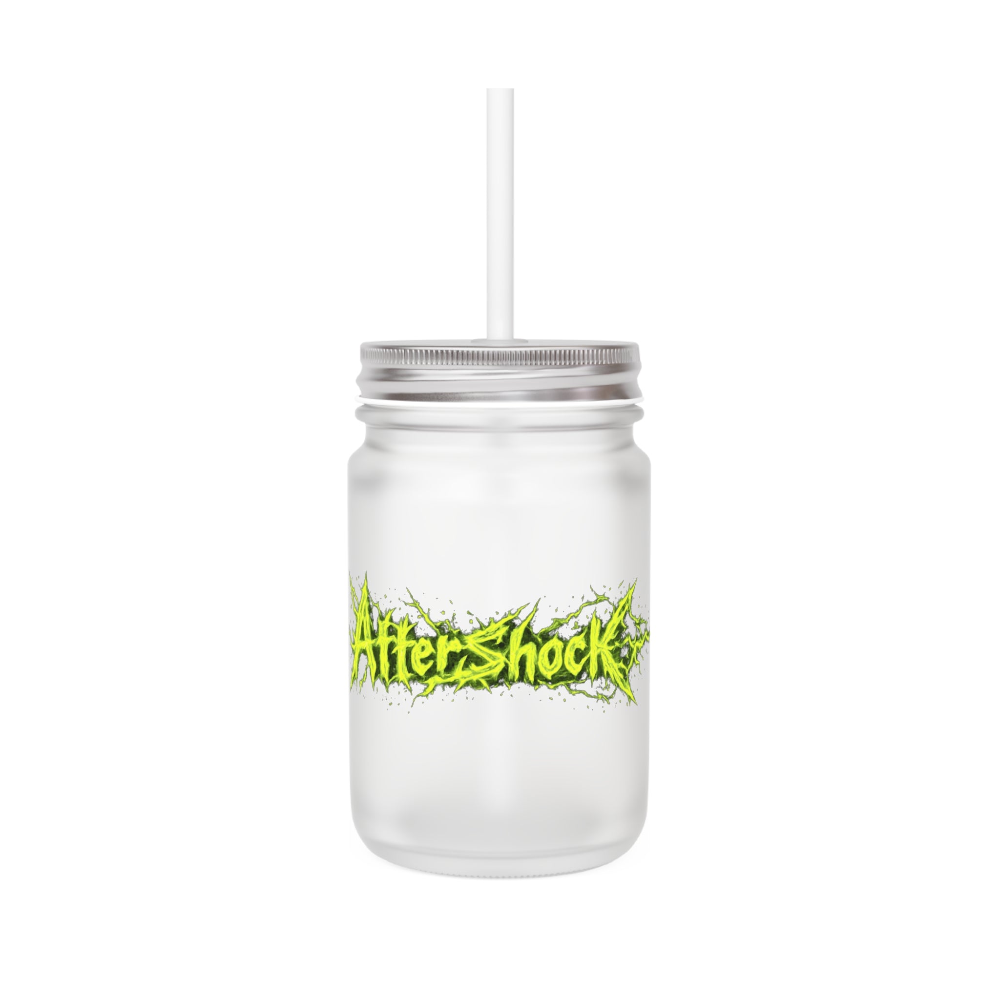 Aftershock Mason Jar Tumbler with Straw — Neon Splash Drink Jar