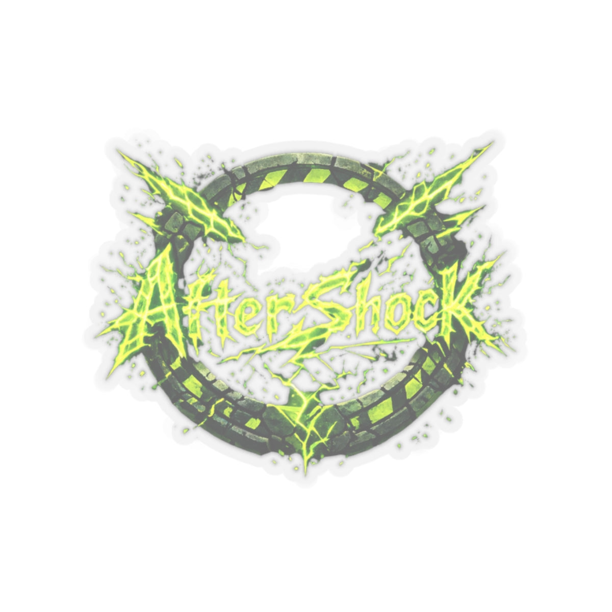 AfterShock Neon Logo Sticker — Electric Green Kiss-Cut Laptop Decal