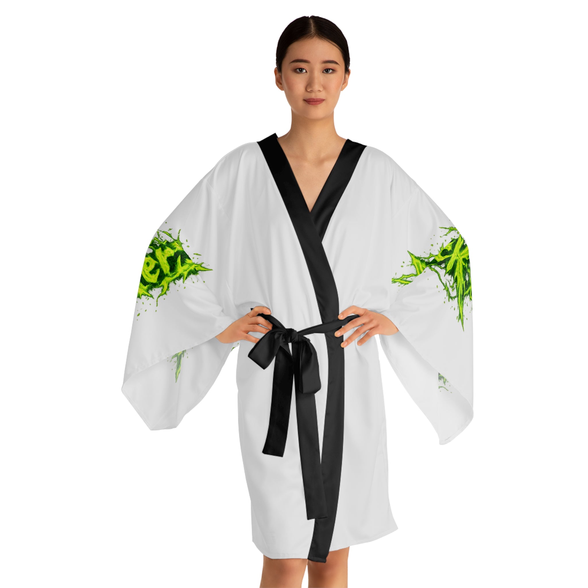 Kimono Robe — Green Grunge 'Aftershock' Logo AOP