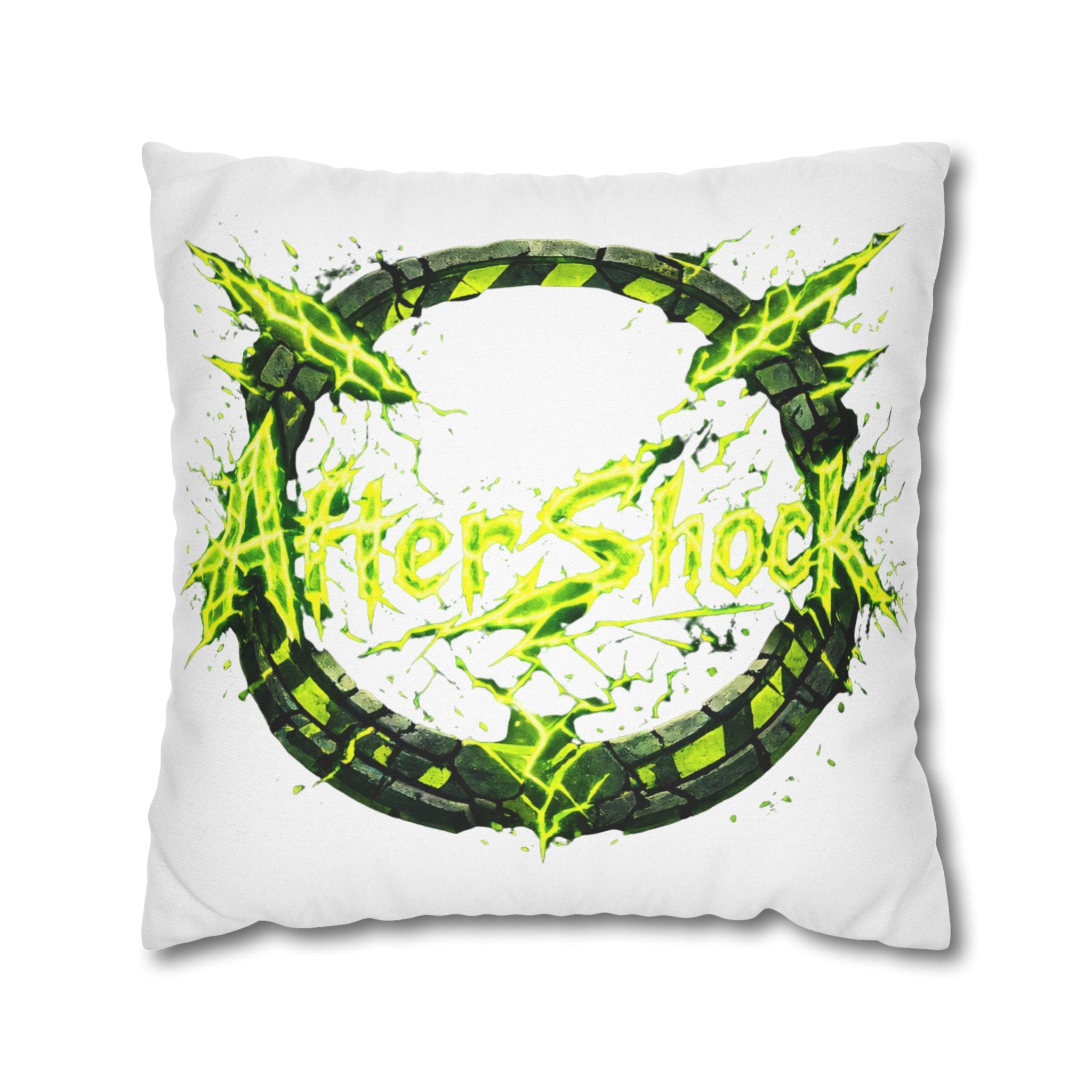 AfterShock Neon Lightning Circle Pillowcase — Spun Polyester Square Throw Pillow Cover