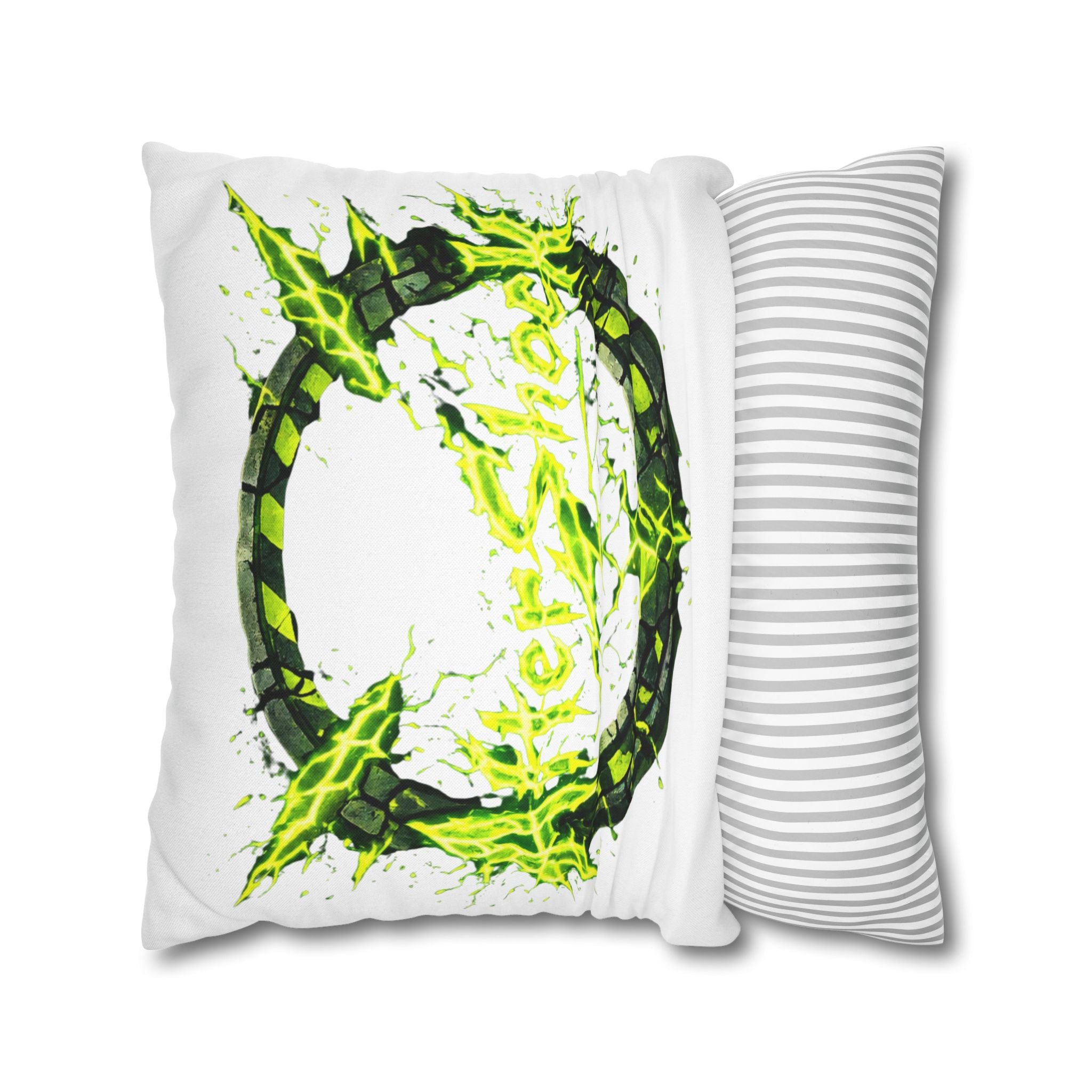 AfterShock Neon Lightning Circle Pillowcase — Spun Polyester Square Throw Pillow Cover