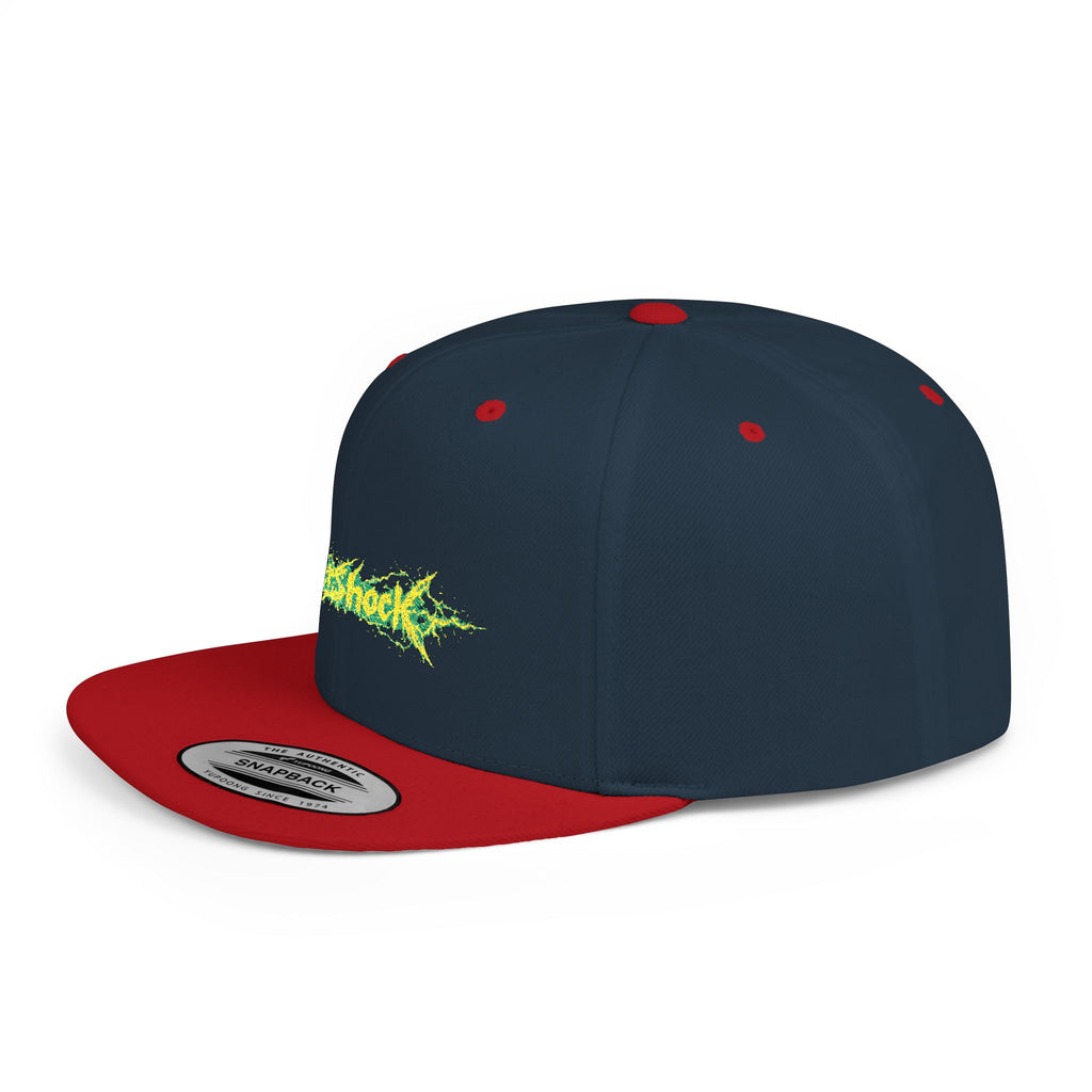 Flat Bill Snapback Hat — "Aftershock" Neon Splatter Streetwear Cap
