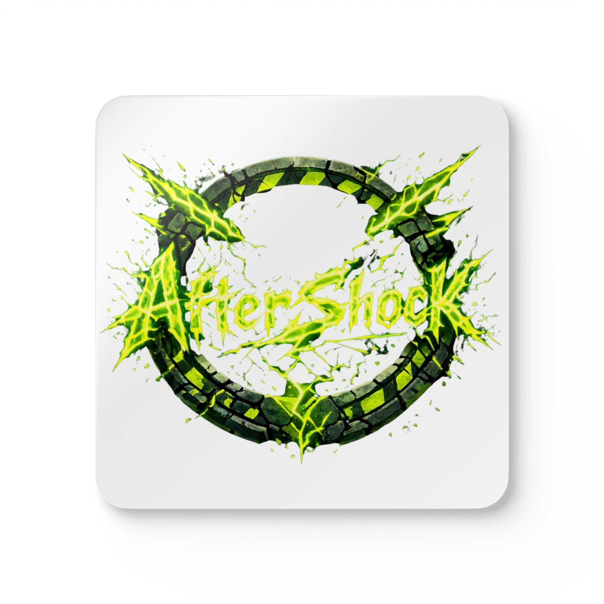 Aftershock Neon Logo Cork Coaster Set — 4-Pack Drink Coasters