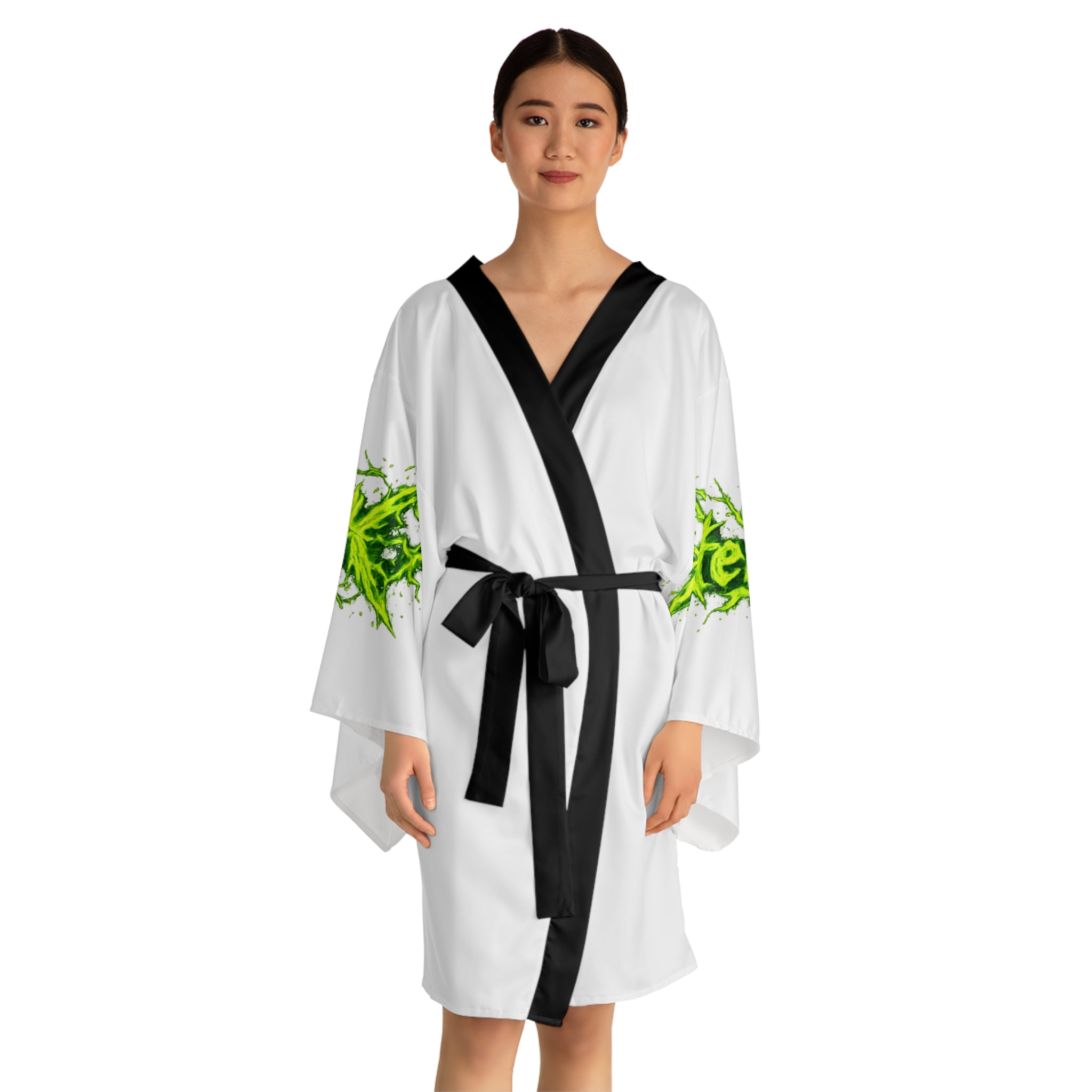 Kimono Robe — Green Grunge 'Aftershock' Logo AOP