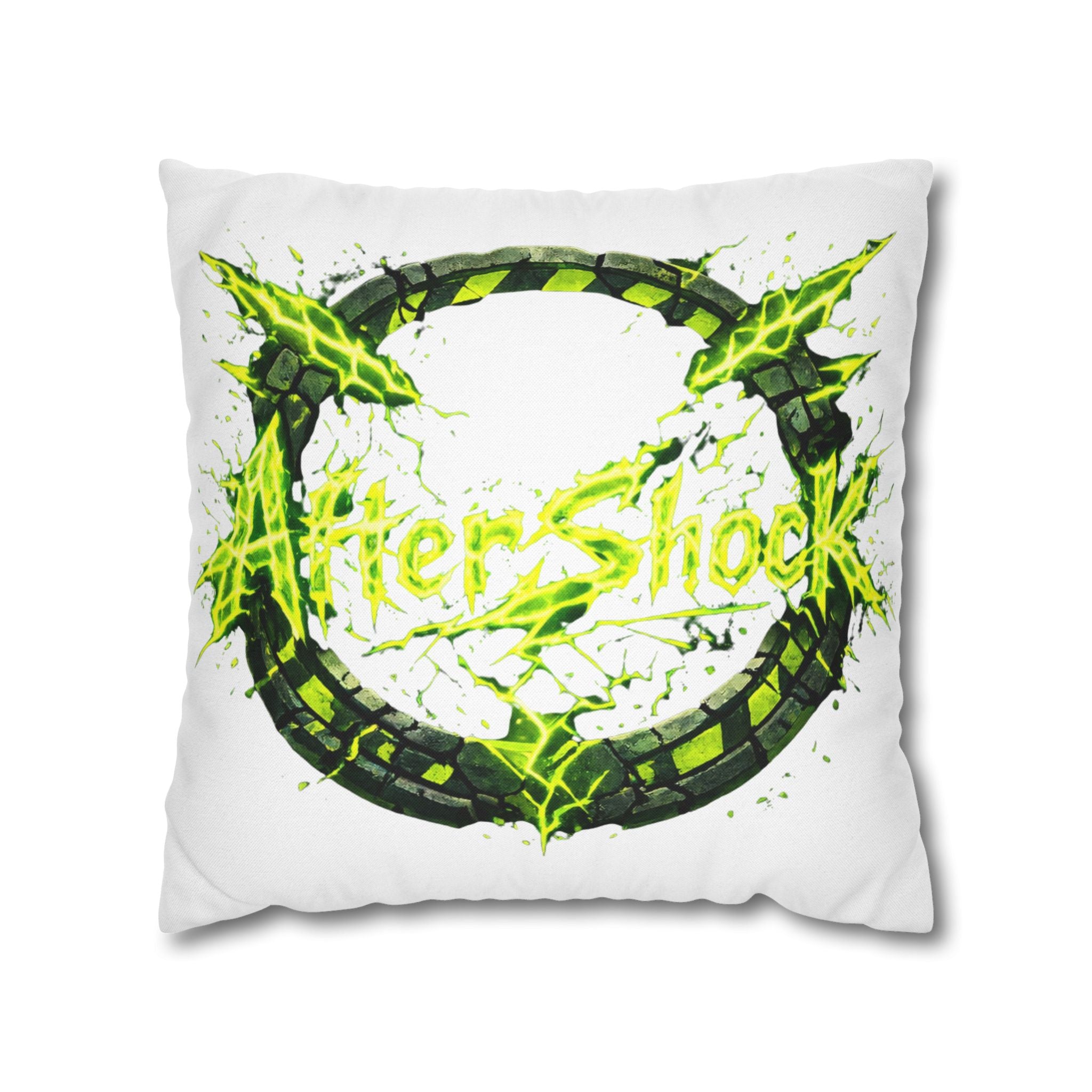 AfterShock Neon Lightning Circle Pillowcase — Spun Polyester Square Throw Pillow Cover