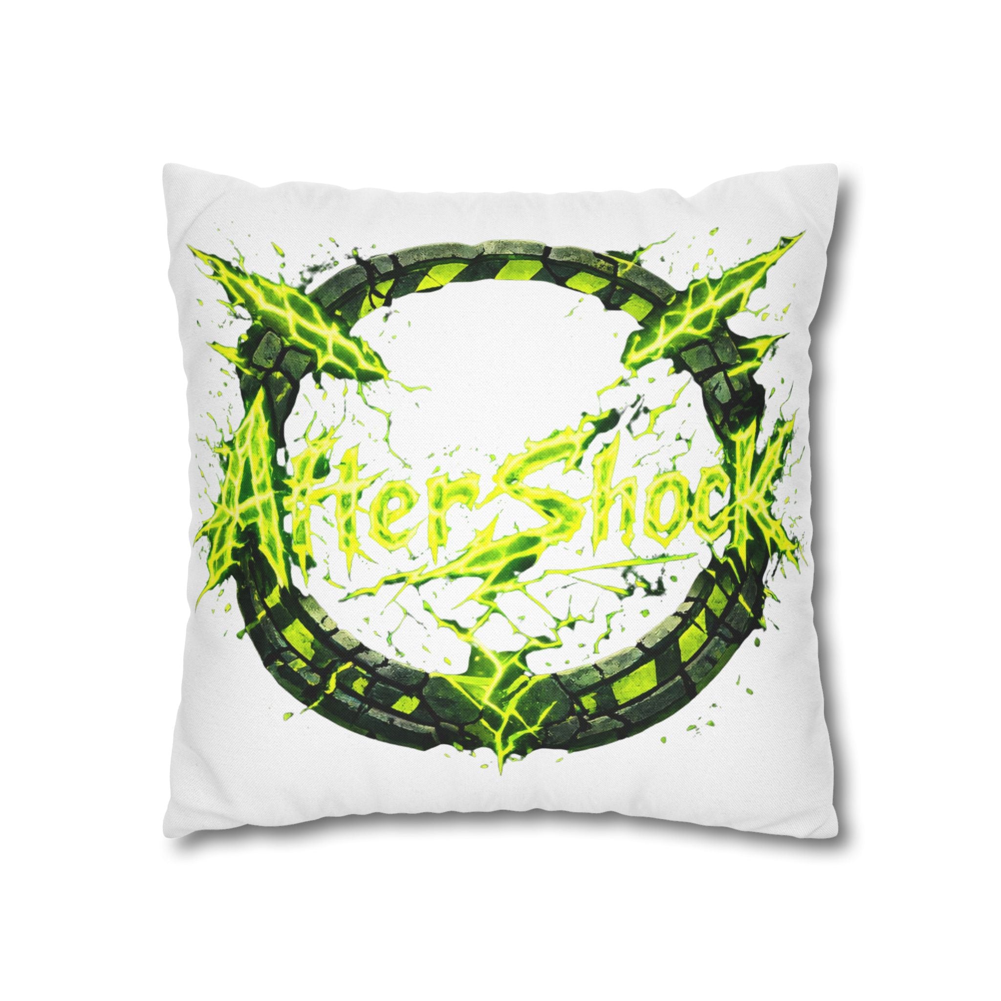 AfterShock Neon Lightning Circle Pillowcase — Spun Polyester Square Throw Pillow Cover