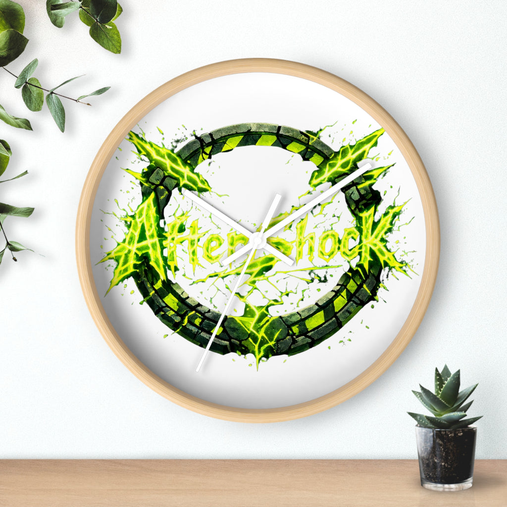 Aftershock Neon Graphic Wall Clock — Electric Green Industrial Ring Timepiece