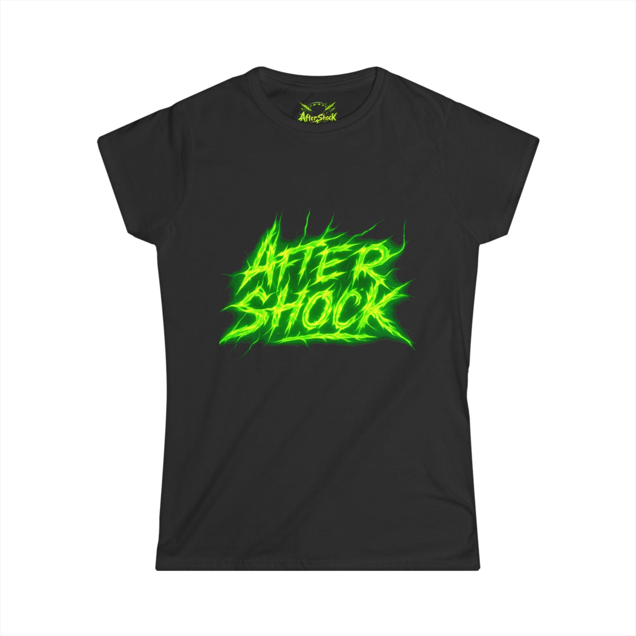 Aftershock Graphic Tee — Neon Green Grunge Women's T-Shirt